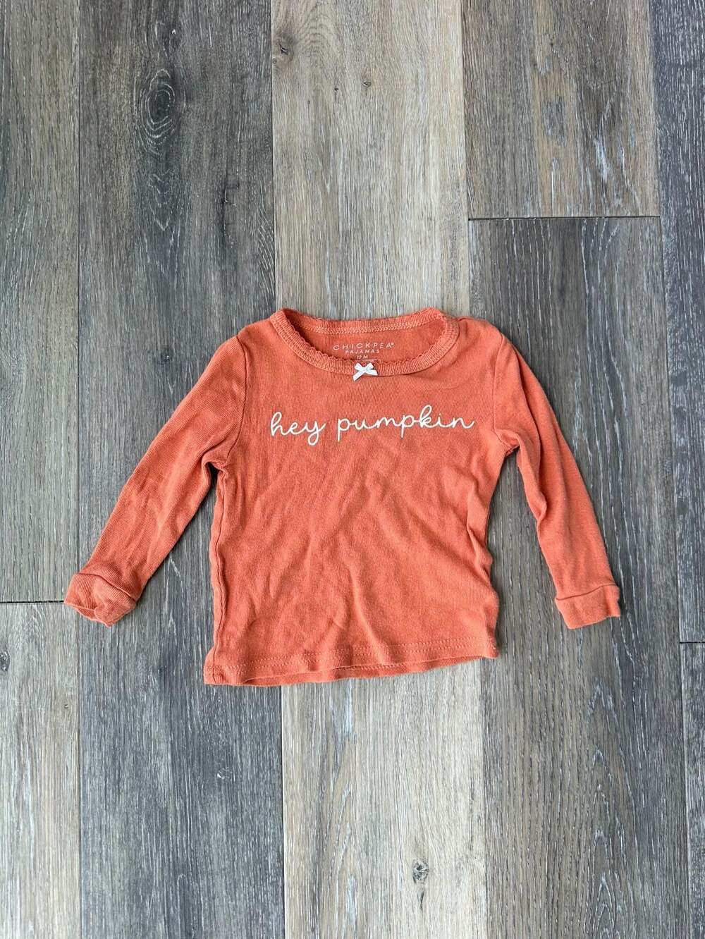 Chickpea Pajamas Baby Girls Hey Pumpkin Long Sleeve Top Burnt Orange Fall 12M